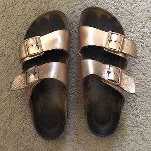 Rose gold Birkenstock’s size 39